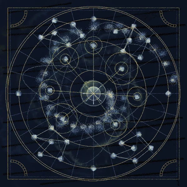 A celestial map of luminous nodes and fine orbital lines